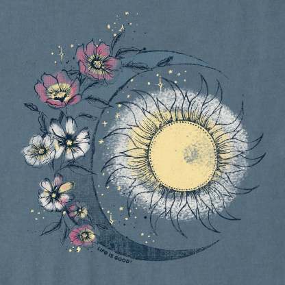 Women's Moon Flower Short Sleeve Vee