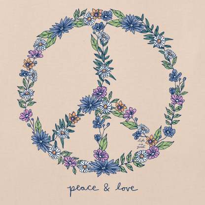 Women's Wildflower Love Peace Sign Short Sleeve Crusher Vee