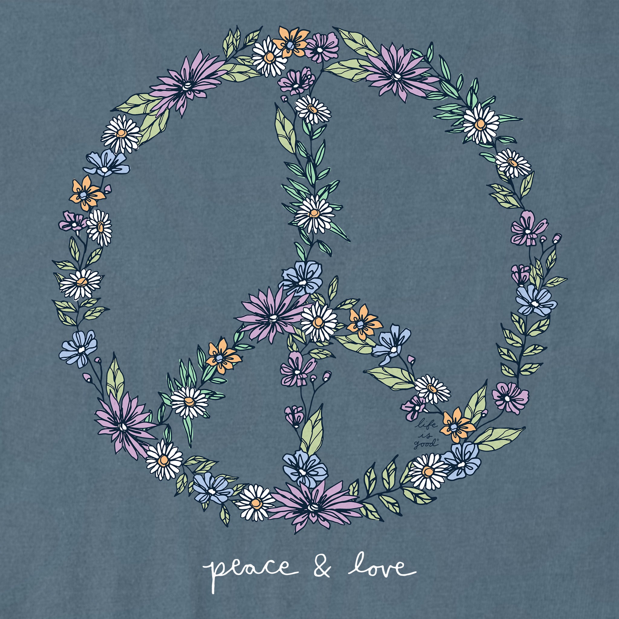Women's Wildflower Love Peace Sign Short Sleeve Crusher Vee