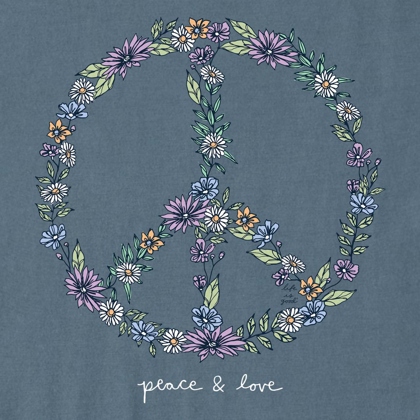 Women's Wildflower Love Peace Sign Short Sleeve Crusher Vee