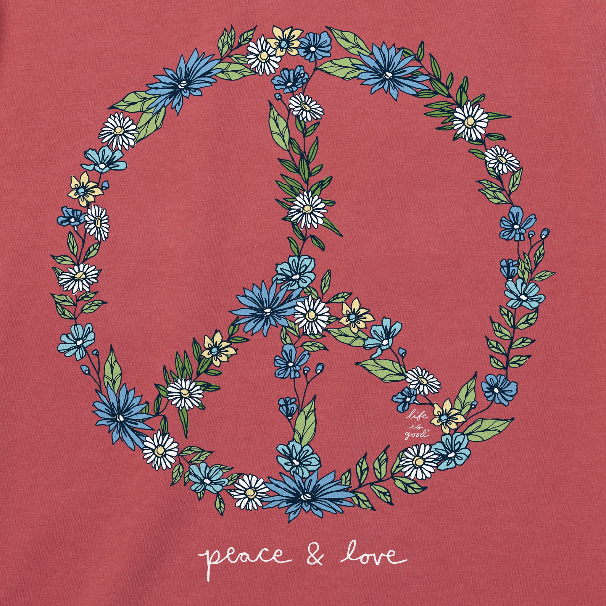 Women's Wildflower Love Peace Sign Short Sleeve Crusher Vee