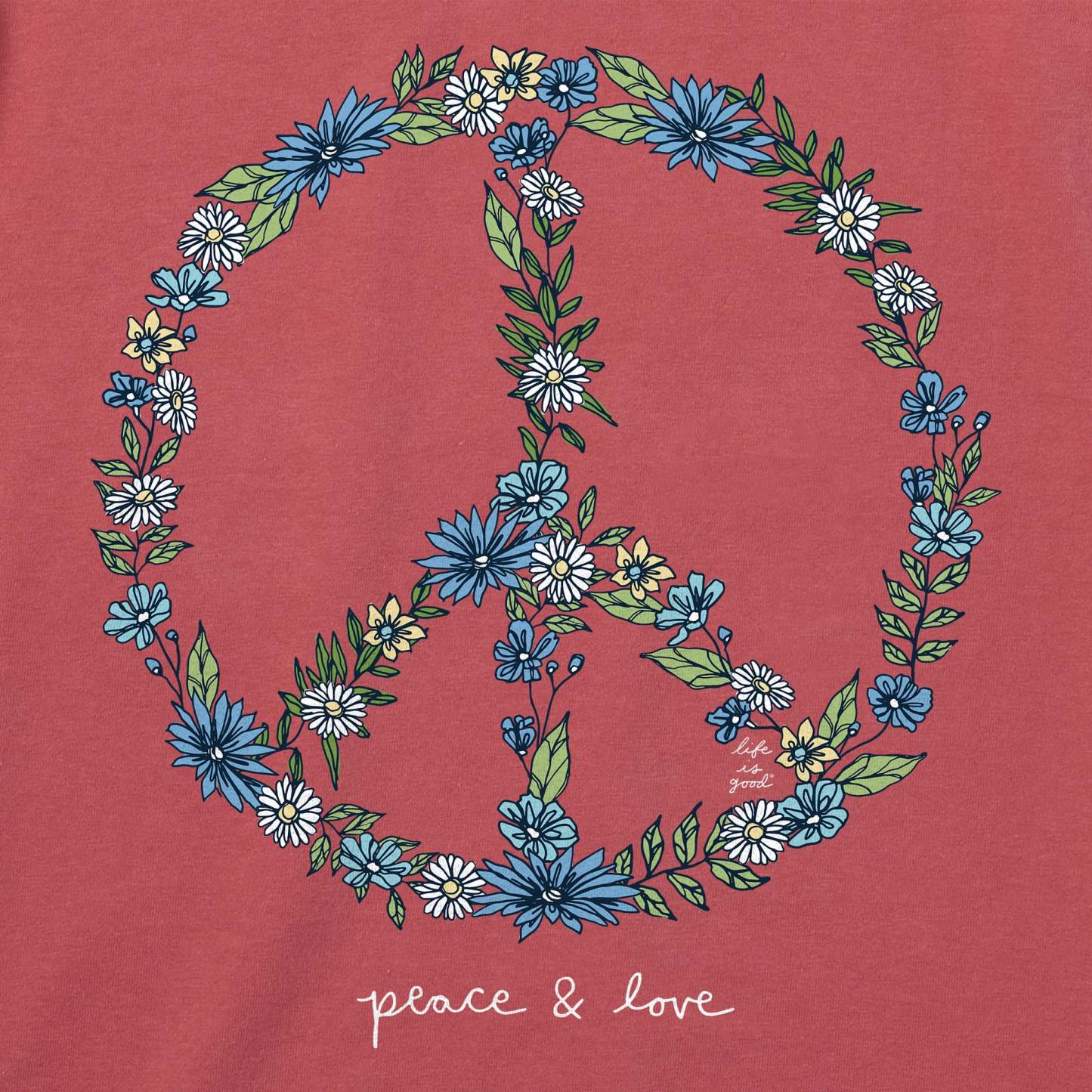 Women's Wildflower Love Peace Sign Short Sleeve Crusher Vee