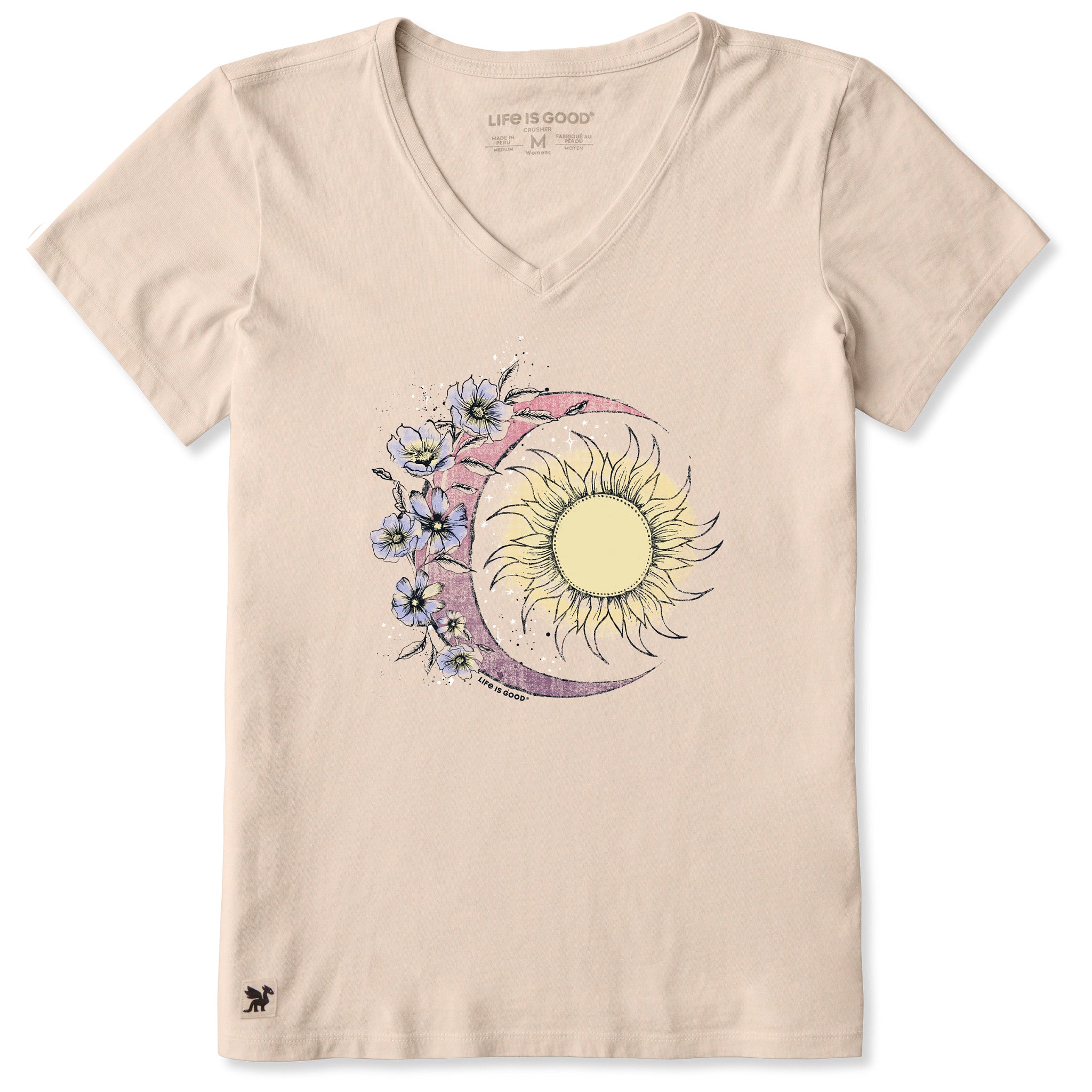 Women's Moon Flower Short Sleeve Vee