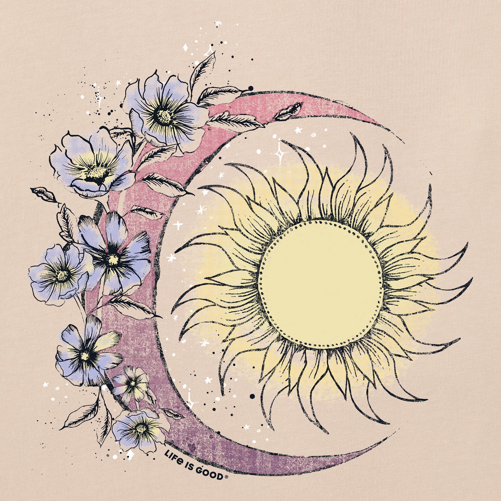 Women's Moon Flower Short Sleeve Vee