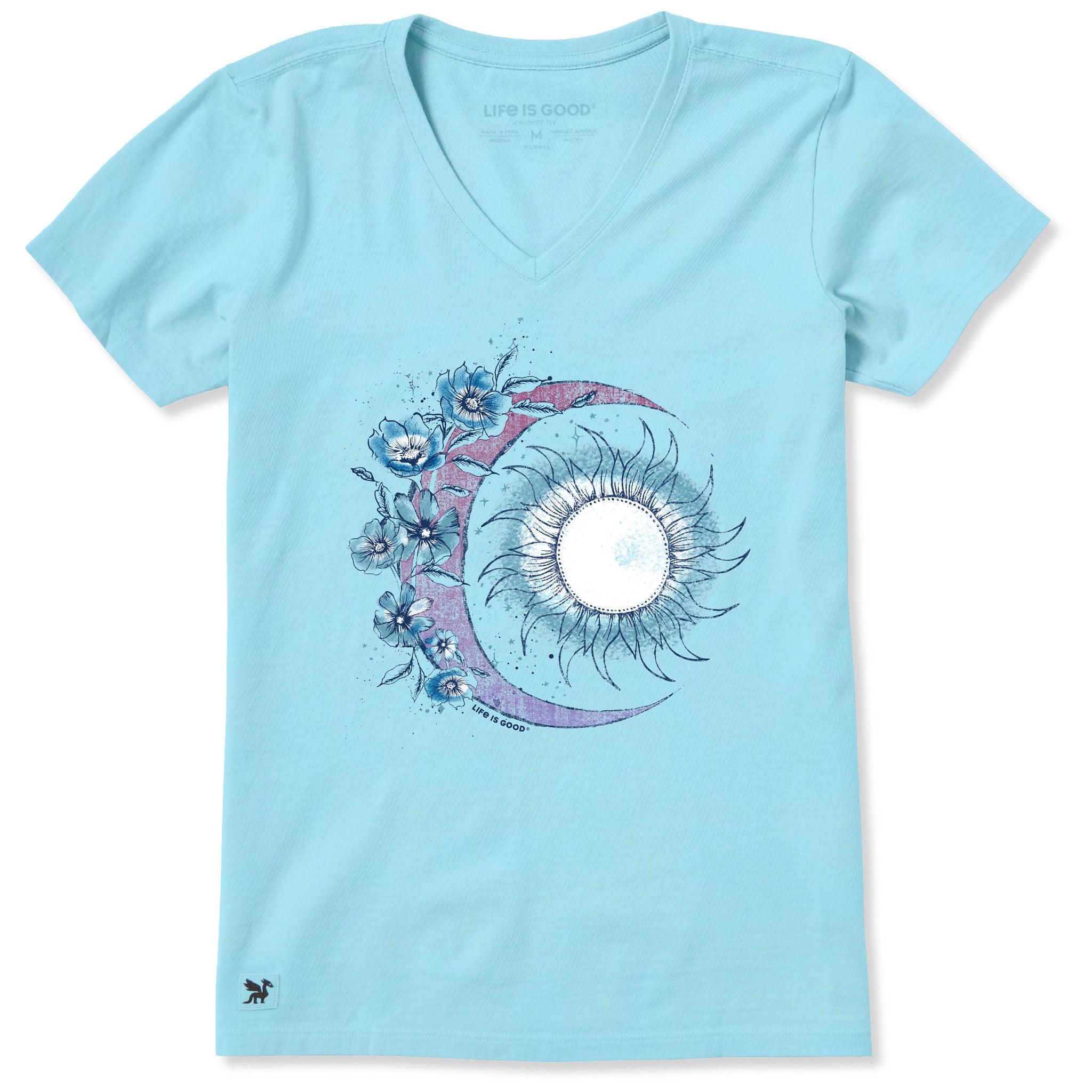 Women's Moon Flower Short Sleeve Vee
