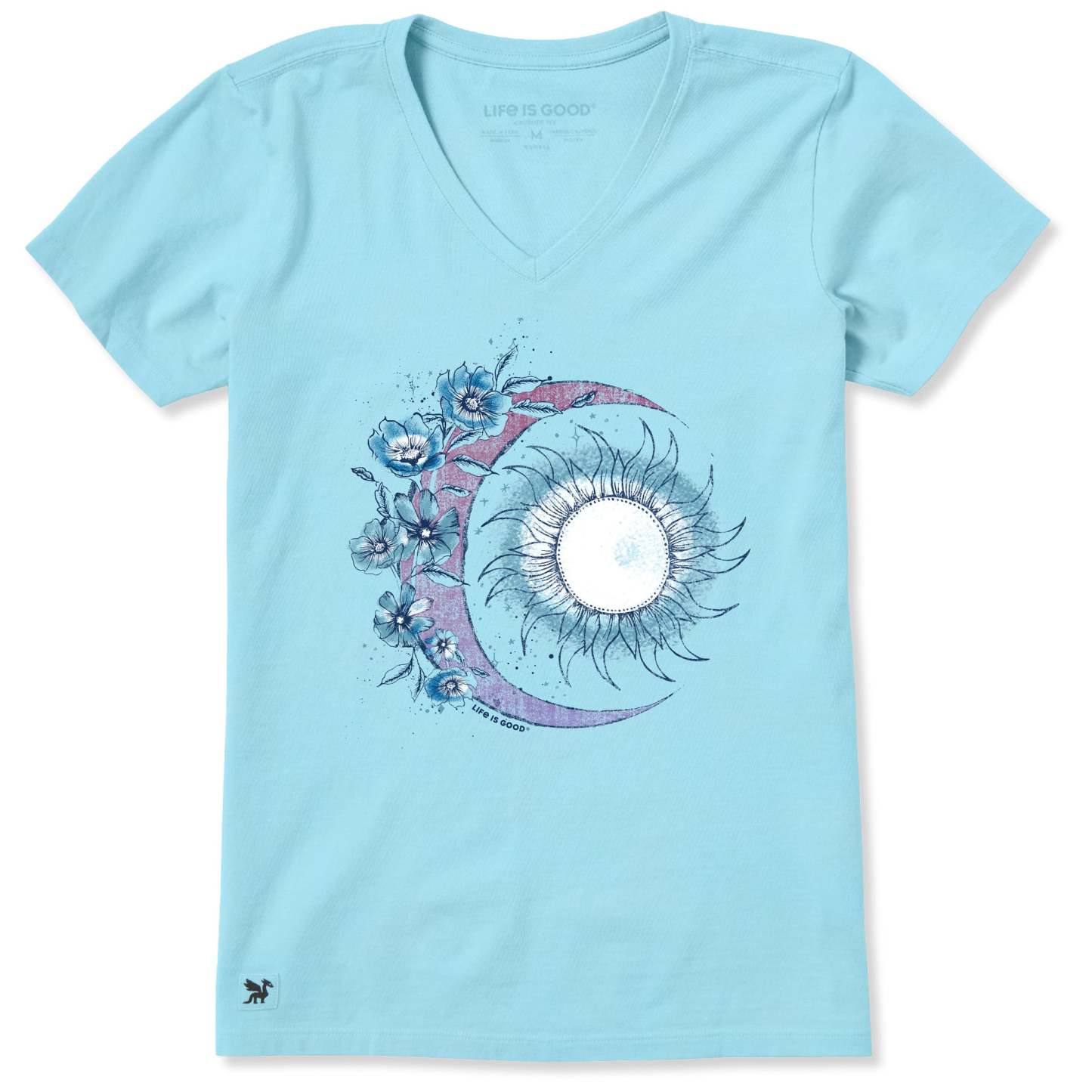 Women's Moon Flower Short Sleeve Vee