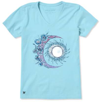 Women's Moon Flower Short Sleeve Vee