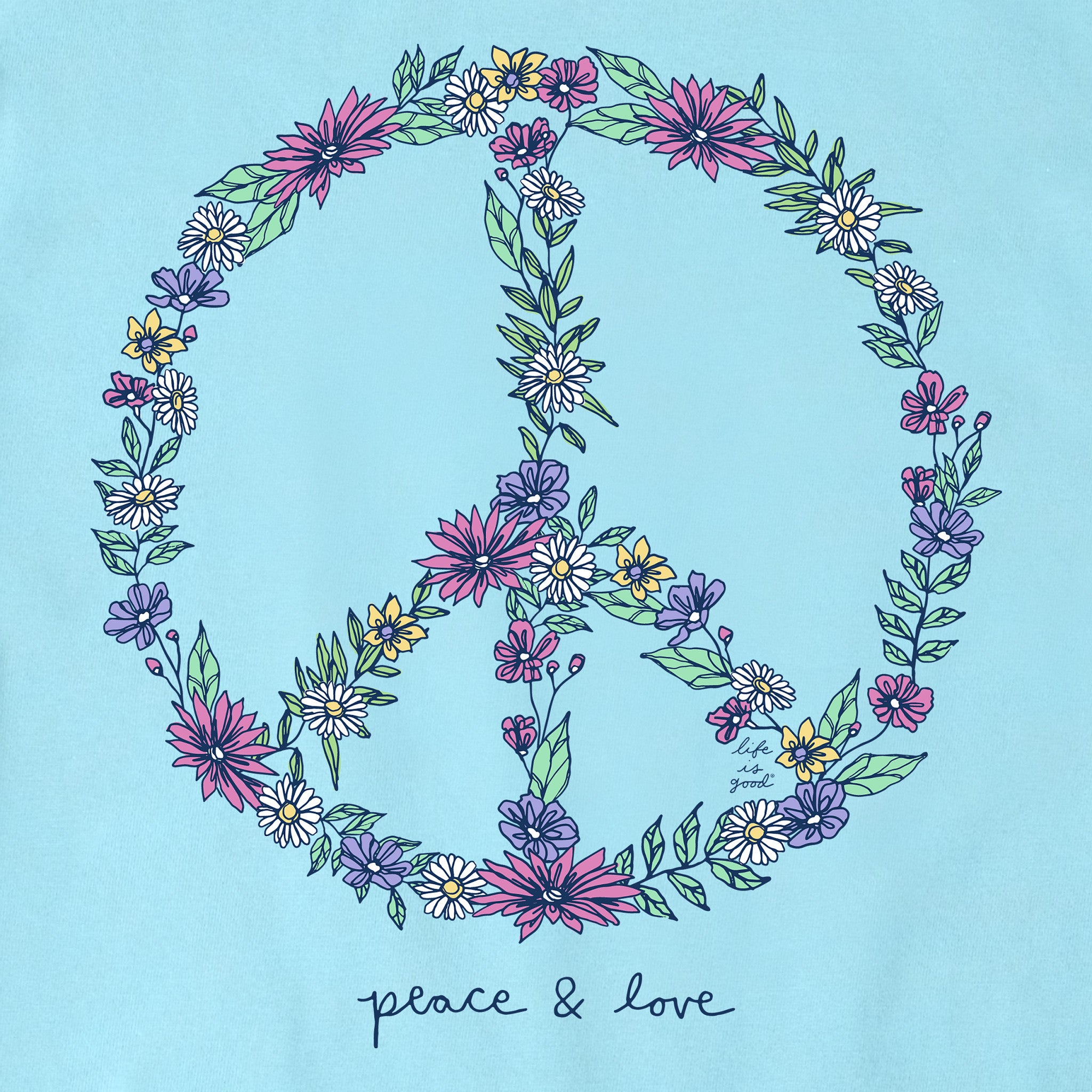 Women's Wildflower Love Peace Sign Short Sleeve Crusher Vee