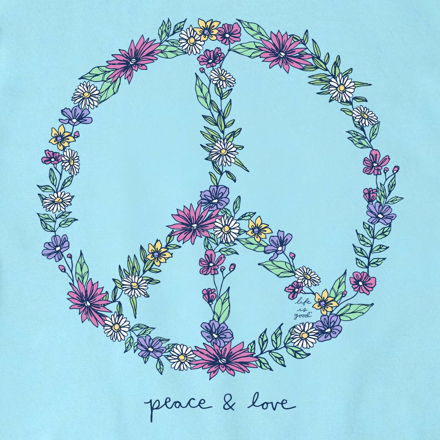 Women's Wildflower Love Peace Sign Short Sleeve Crusher Vee