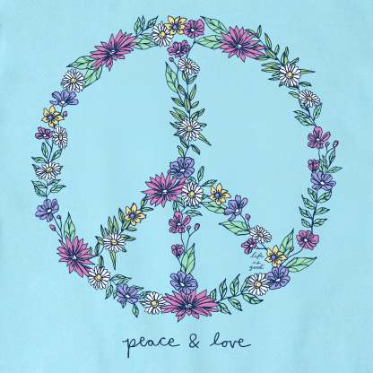 Women's Wildflower Love Peace Sign Short Sleeve Crusher Vee