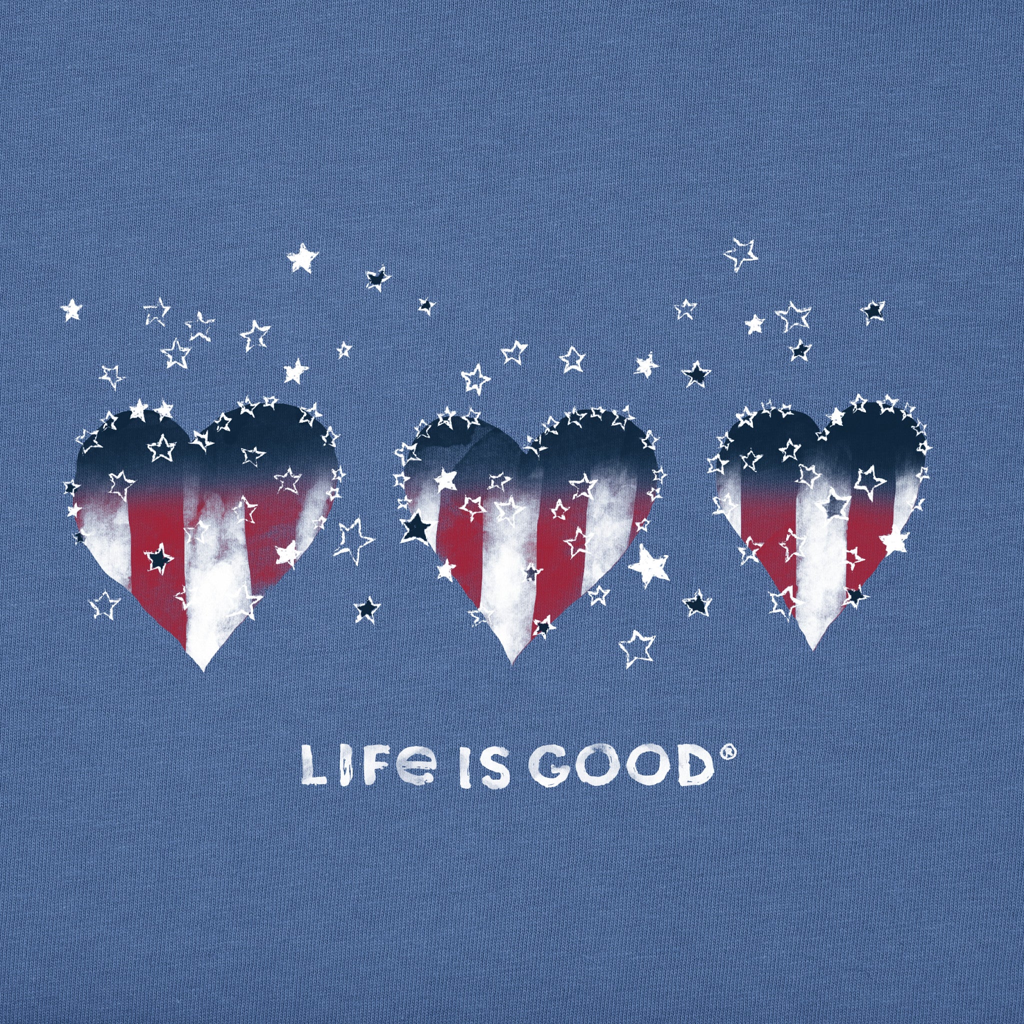 Women's Americana Hearts Stars and Stripes Short Sleeve Crusher Vee