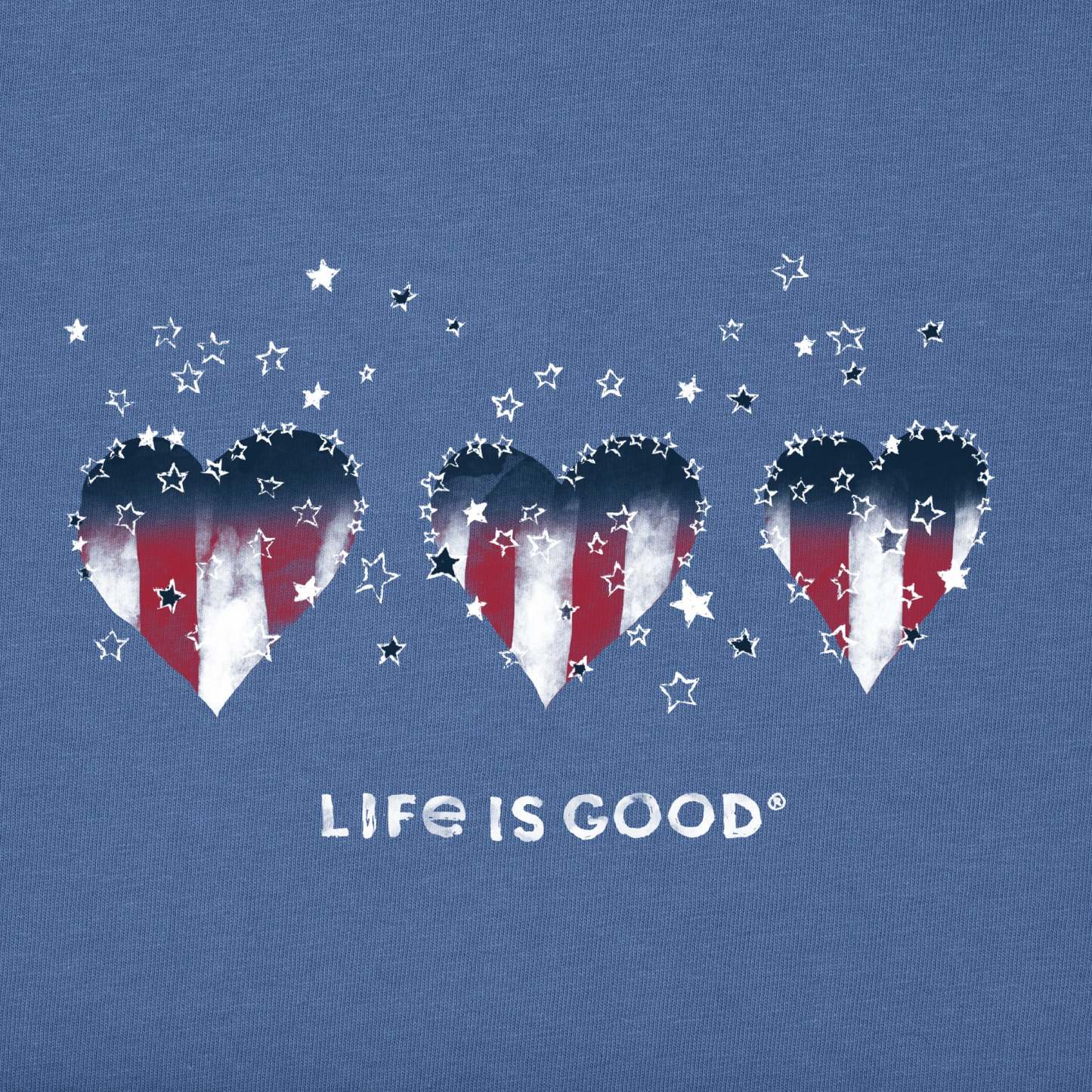Women's Americana Hearts Stars and Stripes Short Sleeve Crusher Vee