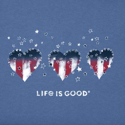 Women's Americana Hearts Stars and Stripes Short Sleeve Crusher Vee