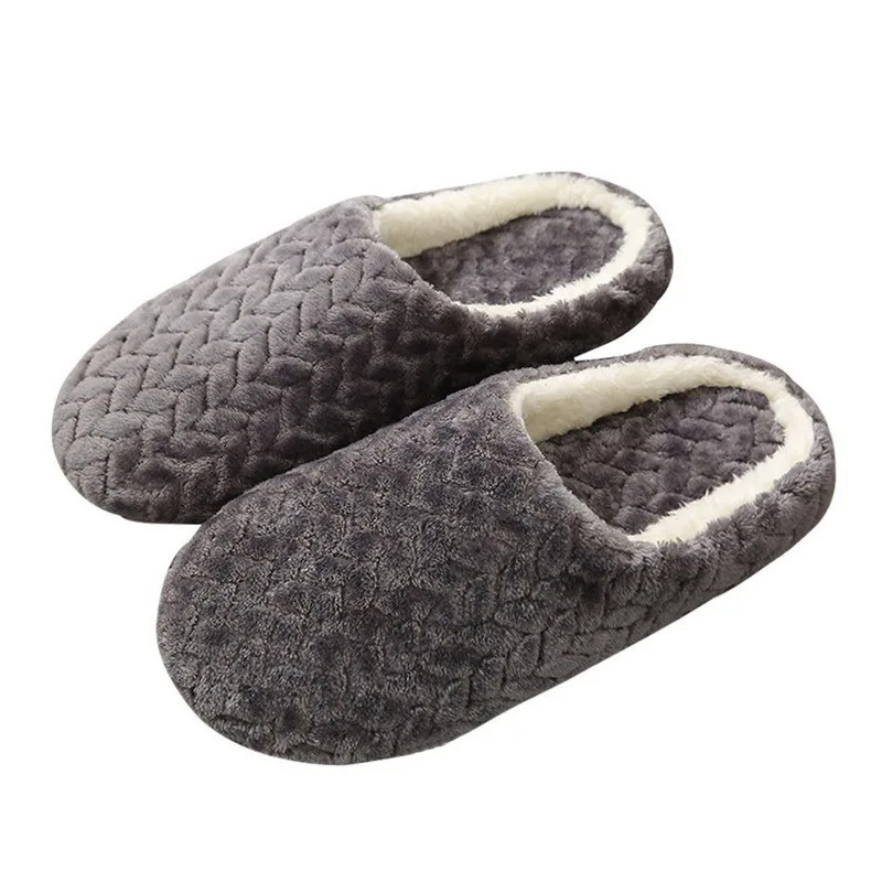 Winter Men'S Shoes Household Cotton Slippers Men Indoor Warm Plush Footwear Non-Slip Platform Slippers Couple Women Home Shoes