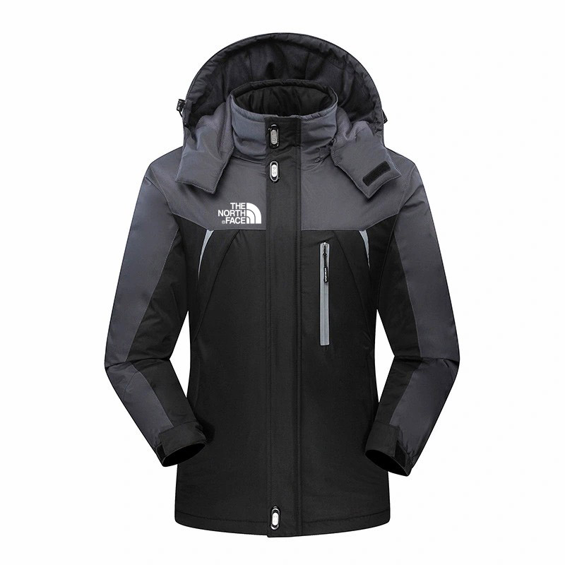 Men's Plush Warm Detachable Hooded Zipper Jumpsuit Coat