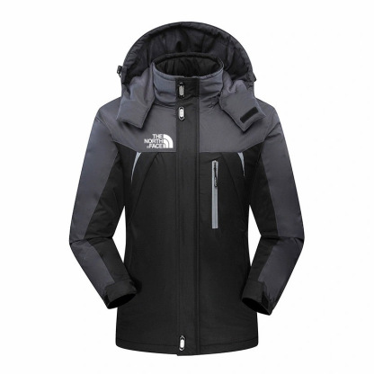 Men's Plush Warm Detachable Hooded Zipper Jumpsuit Coat