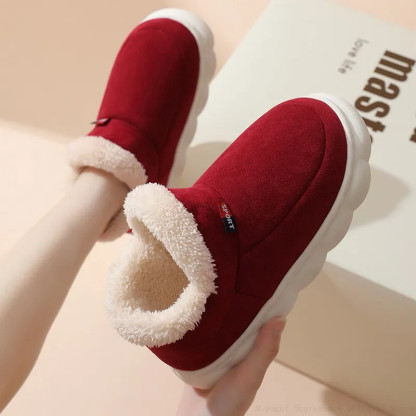 2024 Women Winter Boots Slippers Thickening Plush Warm Snow Boot Couple Thick Heels Cotton Shoes Plus Size Platform Slides Botas