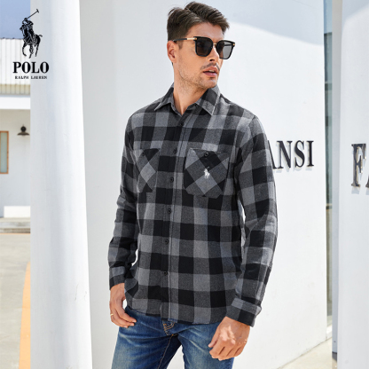 Ralkhjgph Lauren Men's flannel plaid shirt