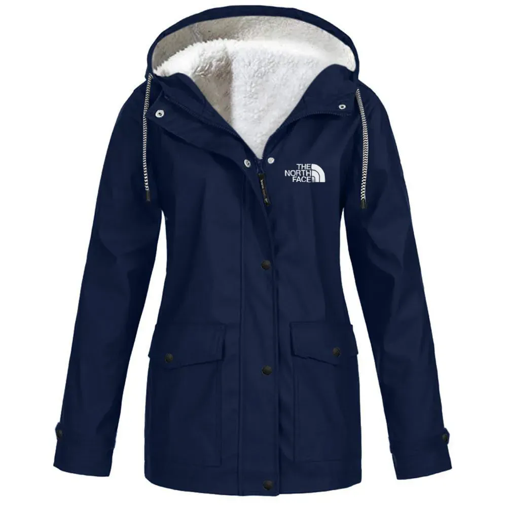 Women's fleece windproof hooded jacket