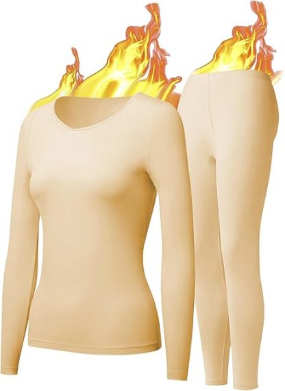 The Nokhjgrth Face-Womens Thermal Underwear for Women Athletic Underwear Set