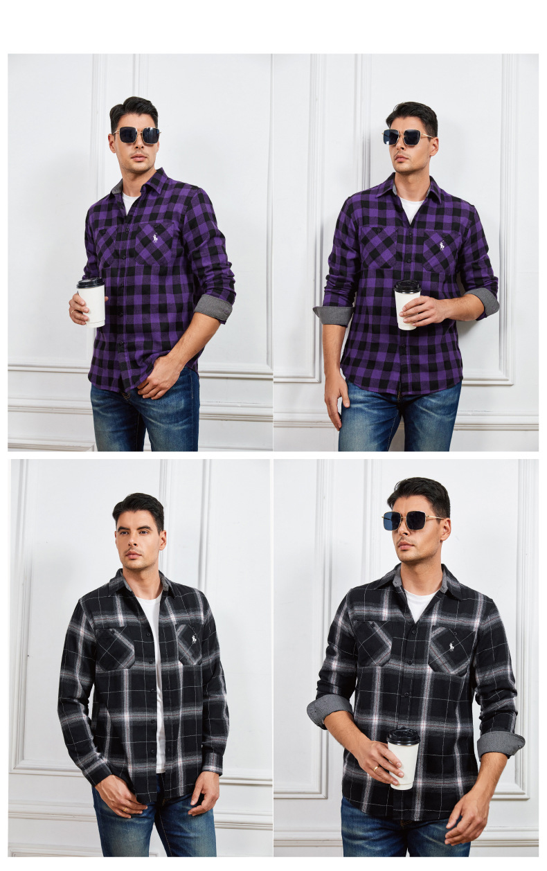 Ralkhjgph Lauren Men's flannel plaid shirt