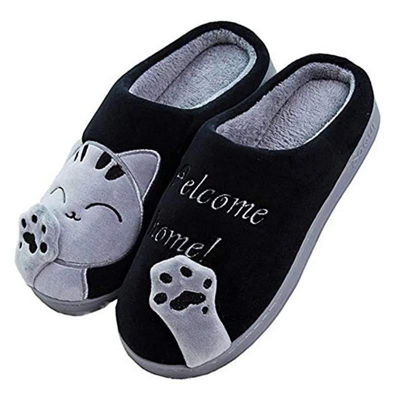 Winter Warm Plush Indoor Slippers Women Fashion Home Slipper Shoes Silent Slides For Bedroom Flat Floor Shoes Couple Slippers