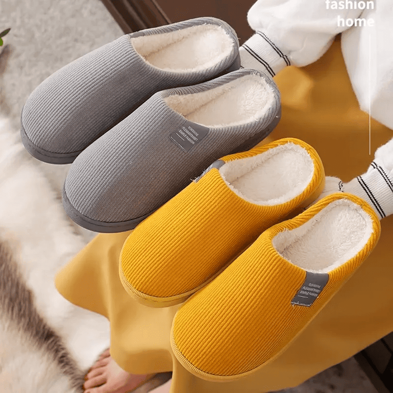 Winter Men'S Shoes Household Cotton Slippers Men Indoor Warm Plush Footwear Non-Slip Platform Slippers Couple Women Home Shoes