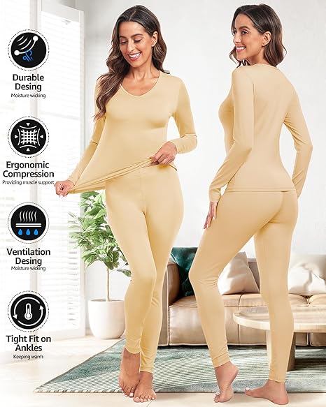 The Nokhjgrth Face-Womens Thermal Underwear for Women Athletic Underwear Set