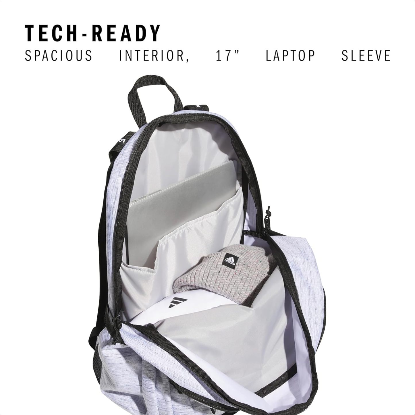 Akhjgdidas Prime Backpack for Work, Travel Bag for Women and Men with Padded Compartment for Laptop, Two Tone White/Black, One Size