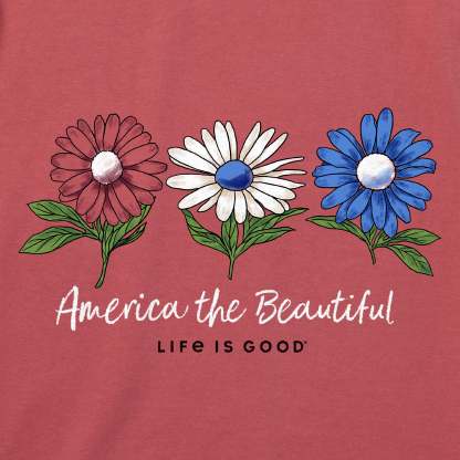 Women's America the Beautiful Daisies Short Sleeve Vee