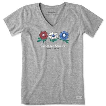 Women's America the Beautiful Daisies Short Sleeve Vee