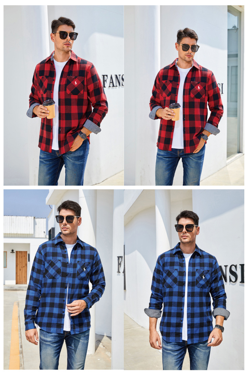 Ralkhjgph Lauren Men's flannel plaid shirt