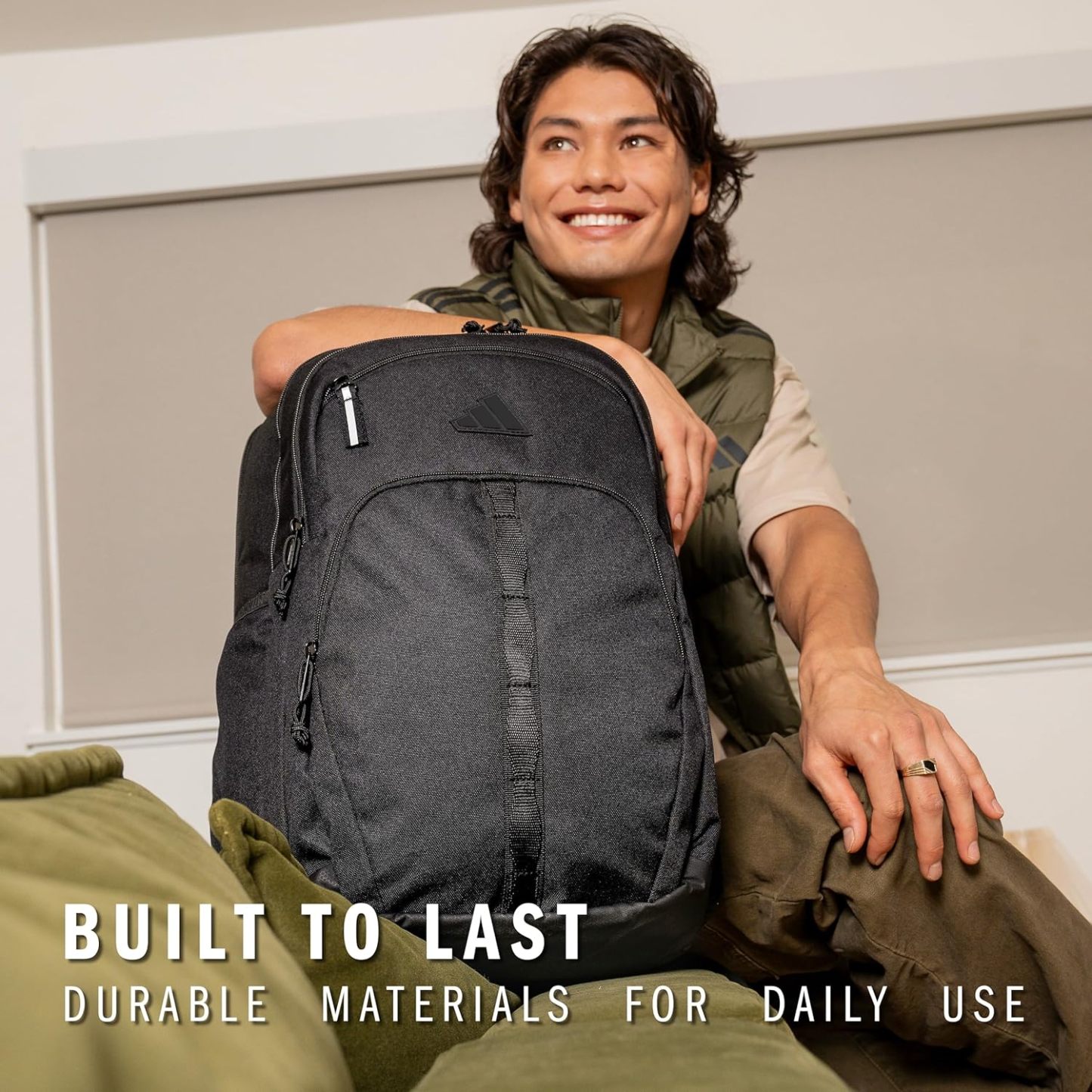 Akhjgdidas Prime Backpack for Work, Travel Bag for Women and Men with Padded Compartment for Laptop, Two Tone White/Black, One Size
