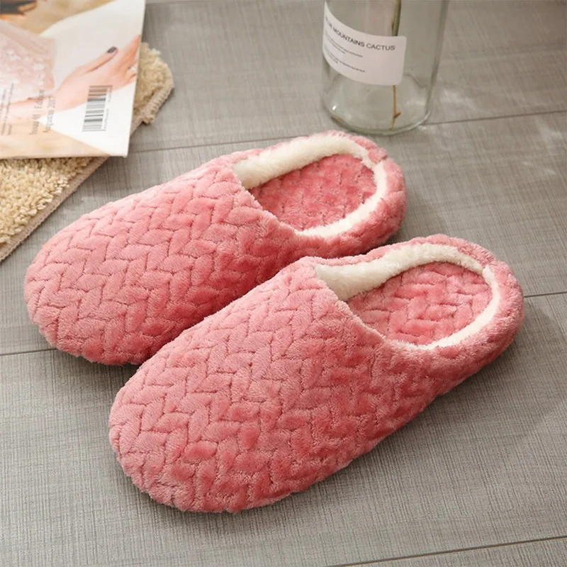 2024 Autumn And Winter Thick Sole Plush Slippers Women Home Warmth Anti-Slip Cotton Slippers Shoes For Women Zapatos