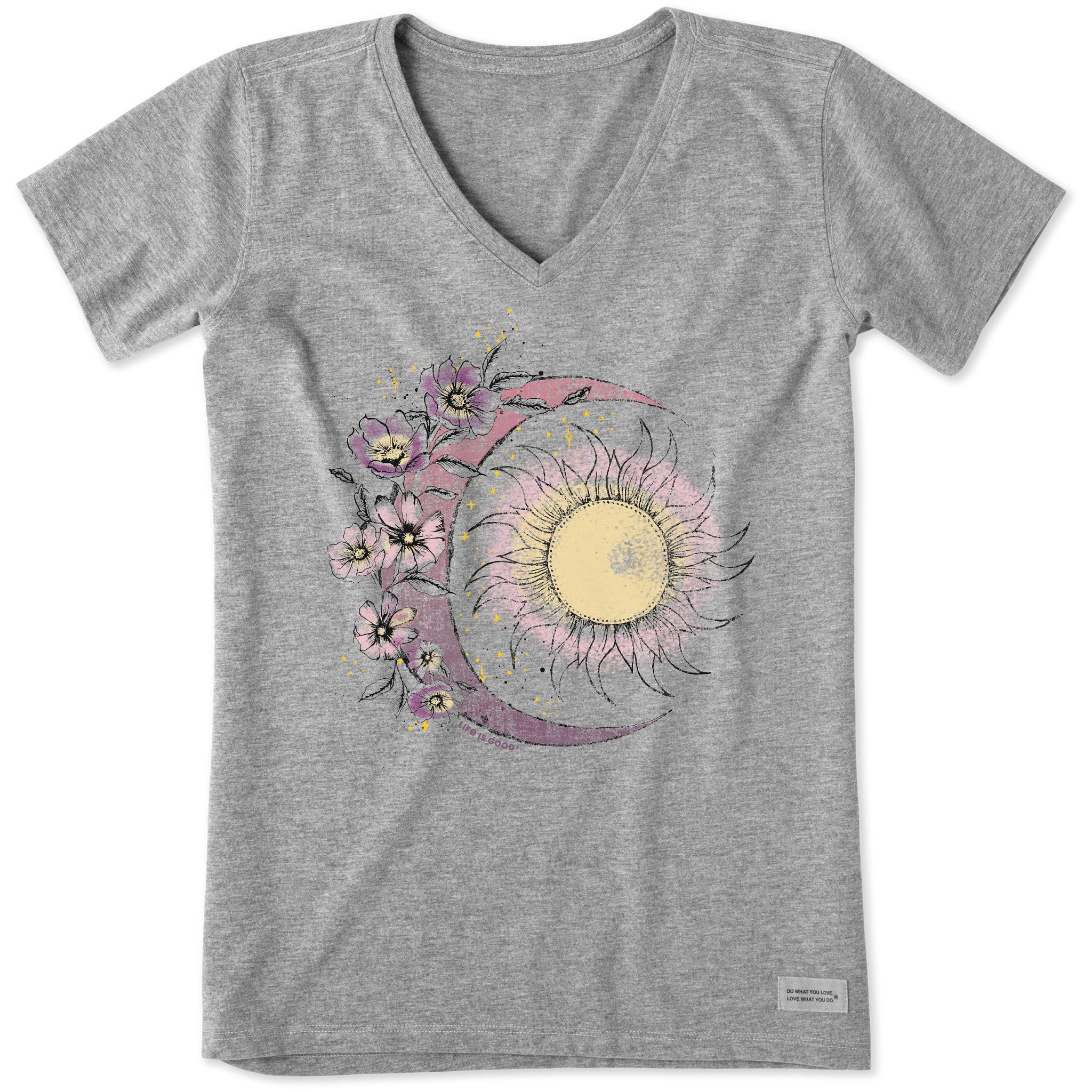 Women's Moon Flower Short Sleeve Vee