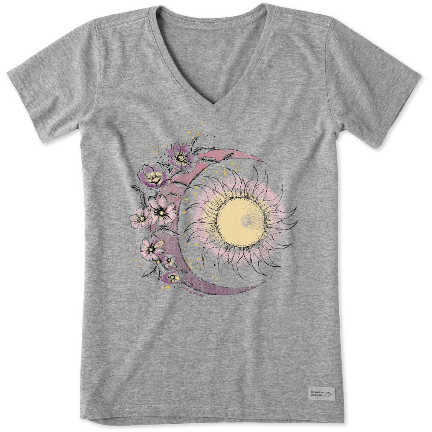 Women's Moon Flower Short Sleeve Vee