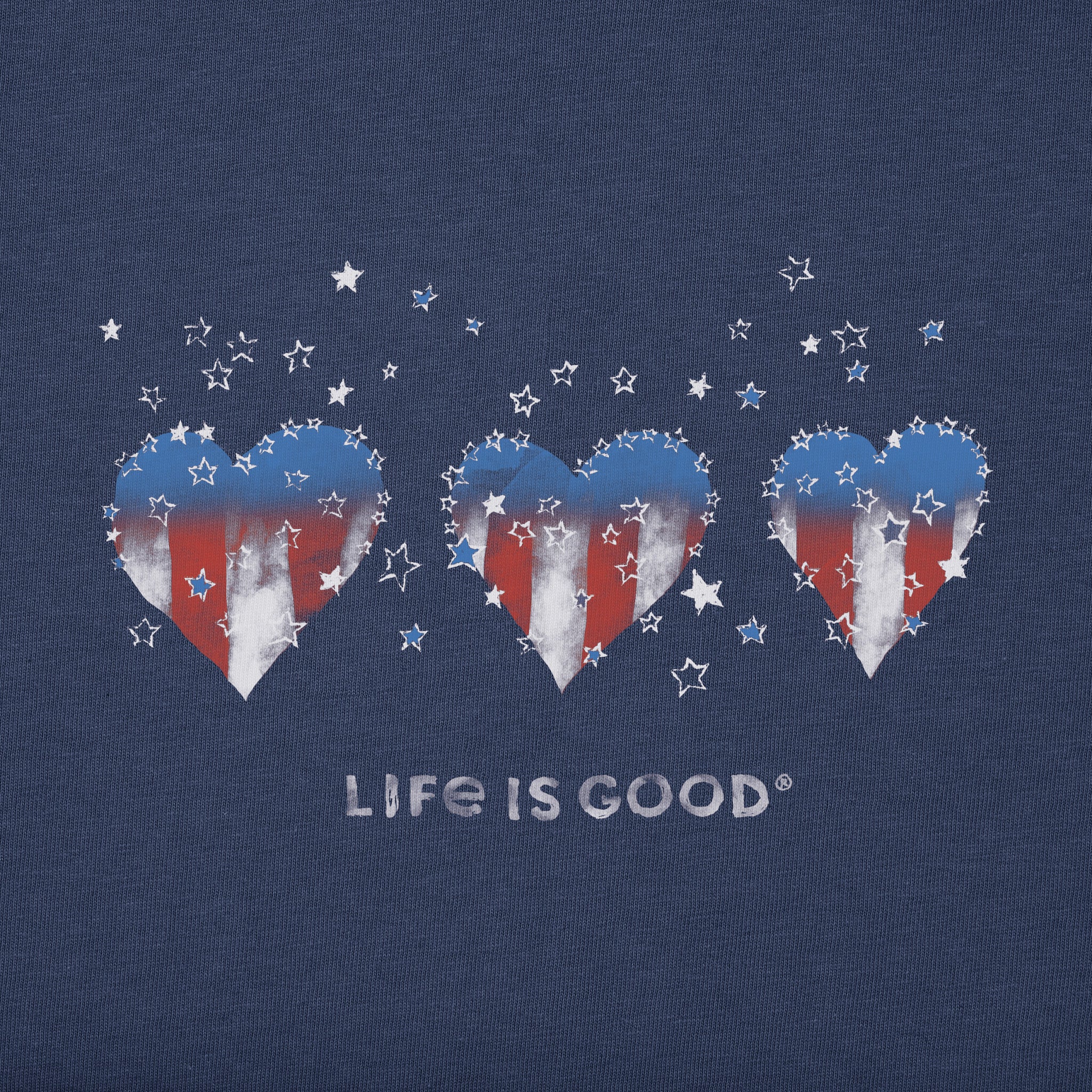 Women's Americana Hearts Stars and Stripes Short Sleeve Crusher Vee