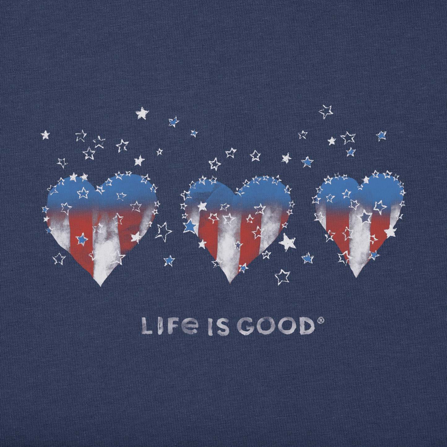 Women's Americana Hearts Stars and Stripes Short Sleeve Crusher Vee