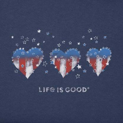 Women's Americana Hearts Stars and Stripes Short Sleeve Crusher Vee