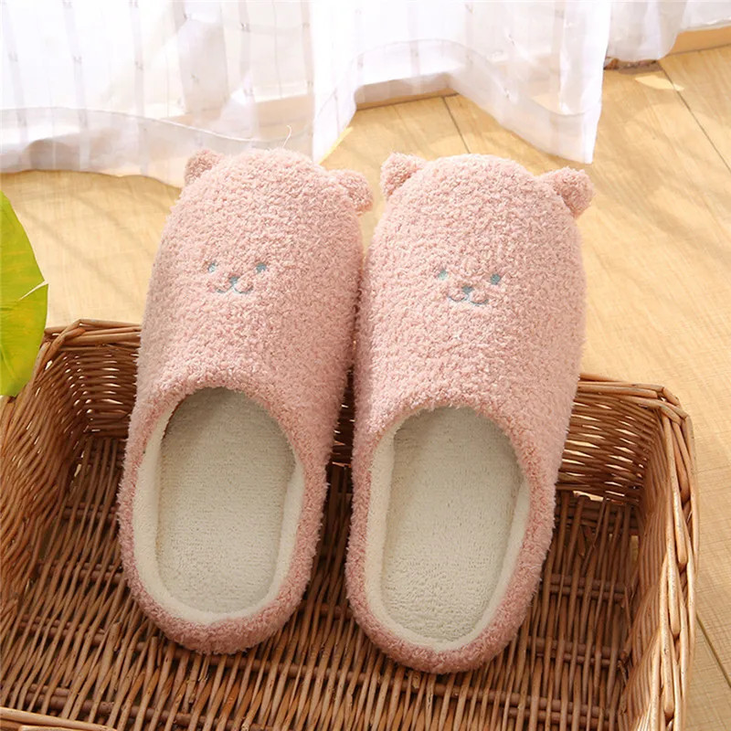 Home Slippers Winter Warm Shoes Women Indoor Soft Mule Flip Flops Silent Couple Plush Footwear Non-Slip Cotton Floor Slipper