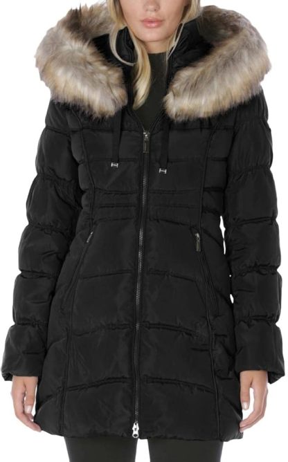 Women's 3/4 Hooded Puffer Jacket