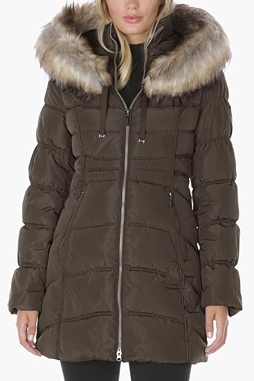 Women's 3/4 Hooded Puffer Jacket