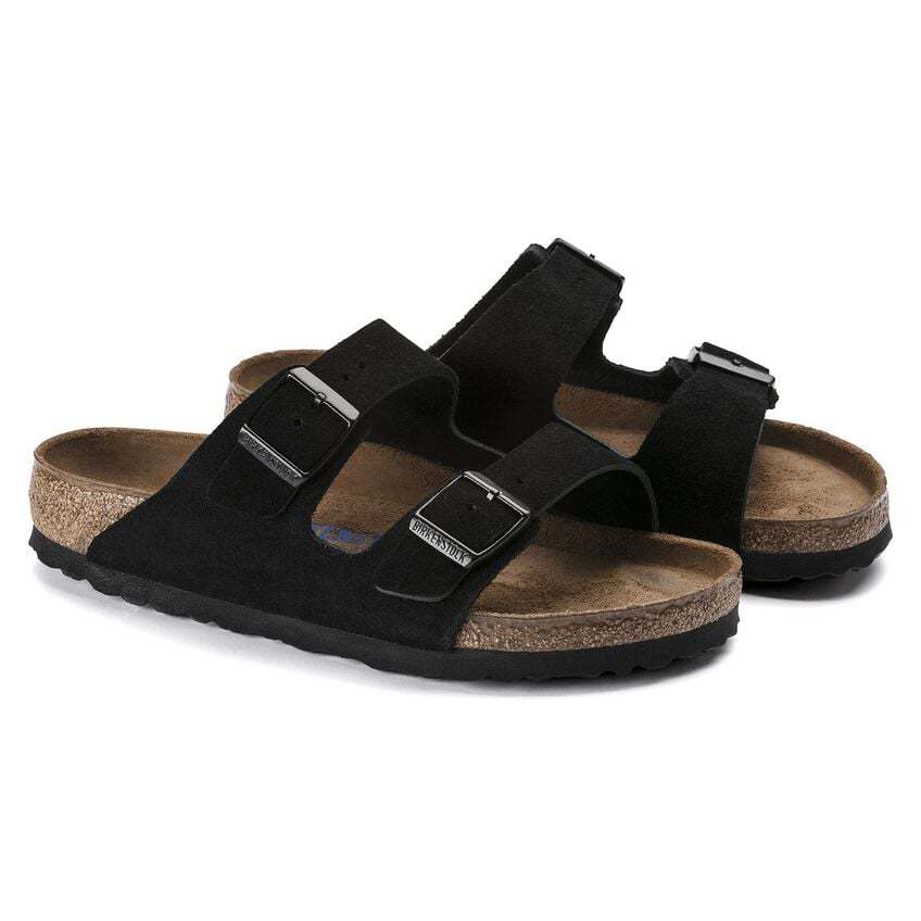 Arizona Soft Footbed Suede Leather - Black