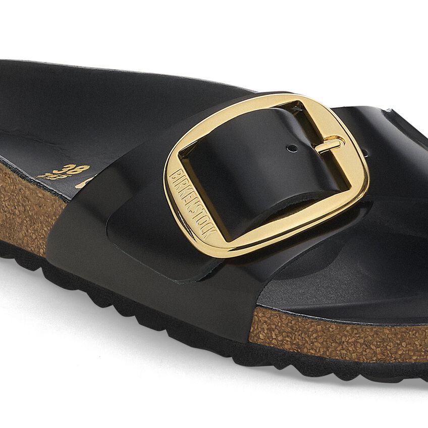 Madrid Big Buckle Natural Leather Patent - High Shine Black
