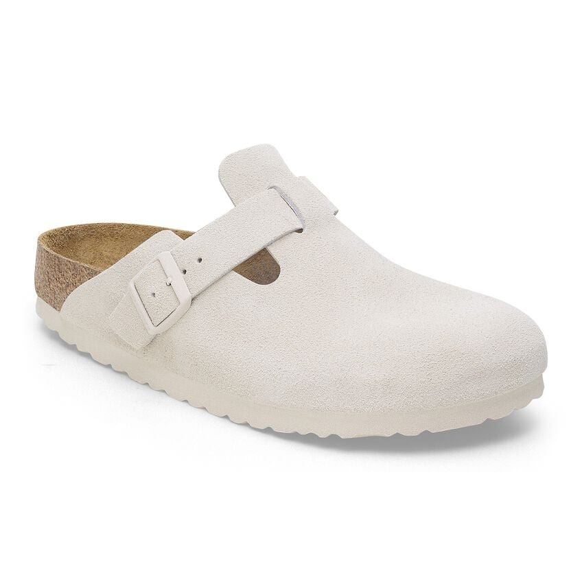 Boston Soft Footbed Suede Leather - Antique White