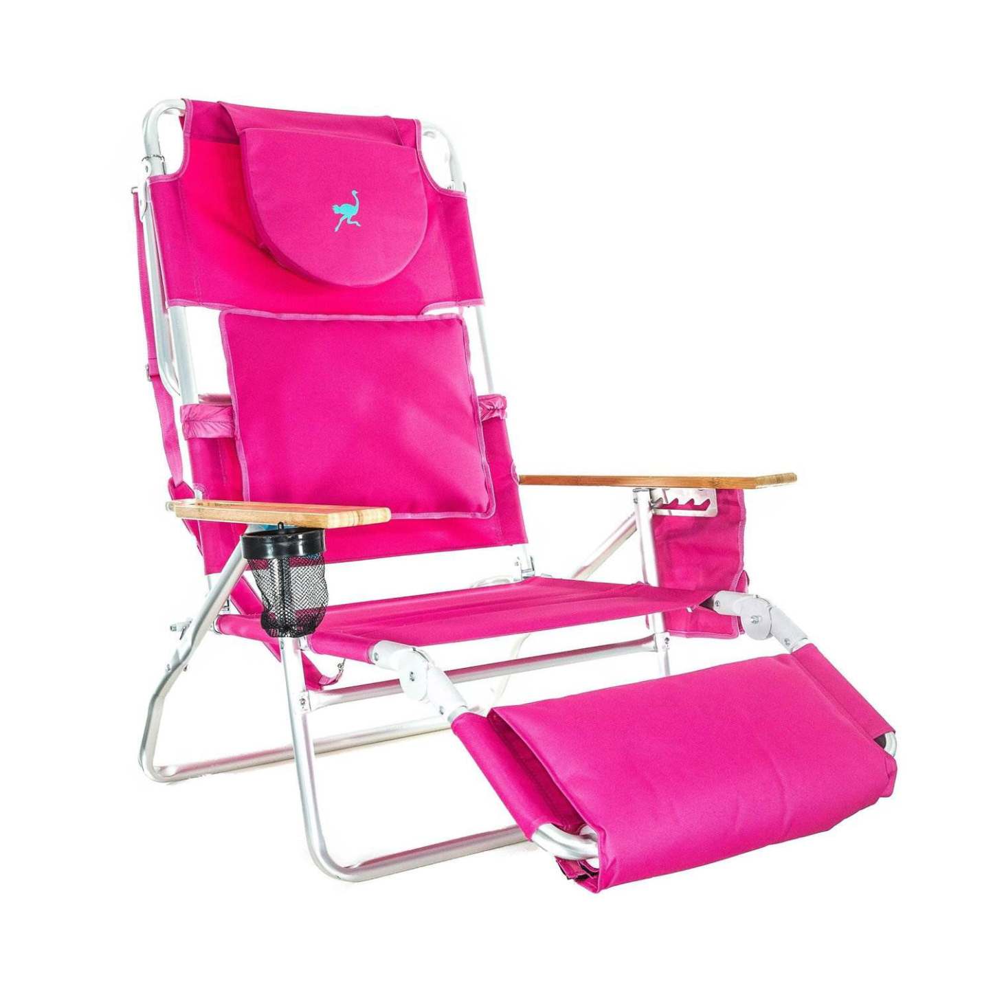 Luxury Upholstered 3-N-1 Outdoor Lounge Beach Chair, Striped Aluminum