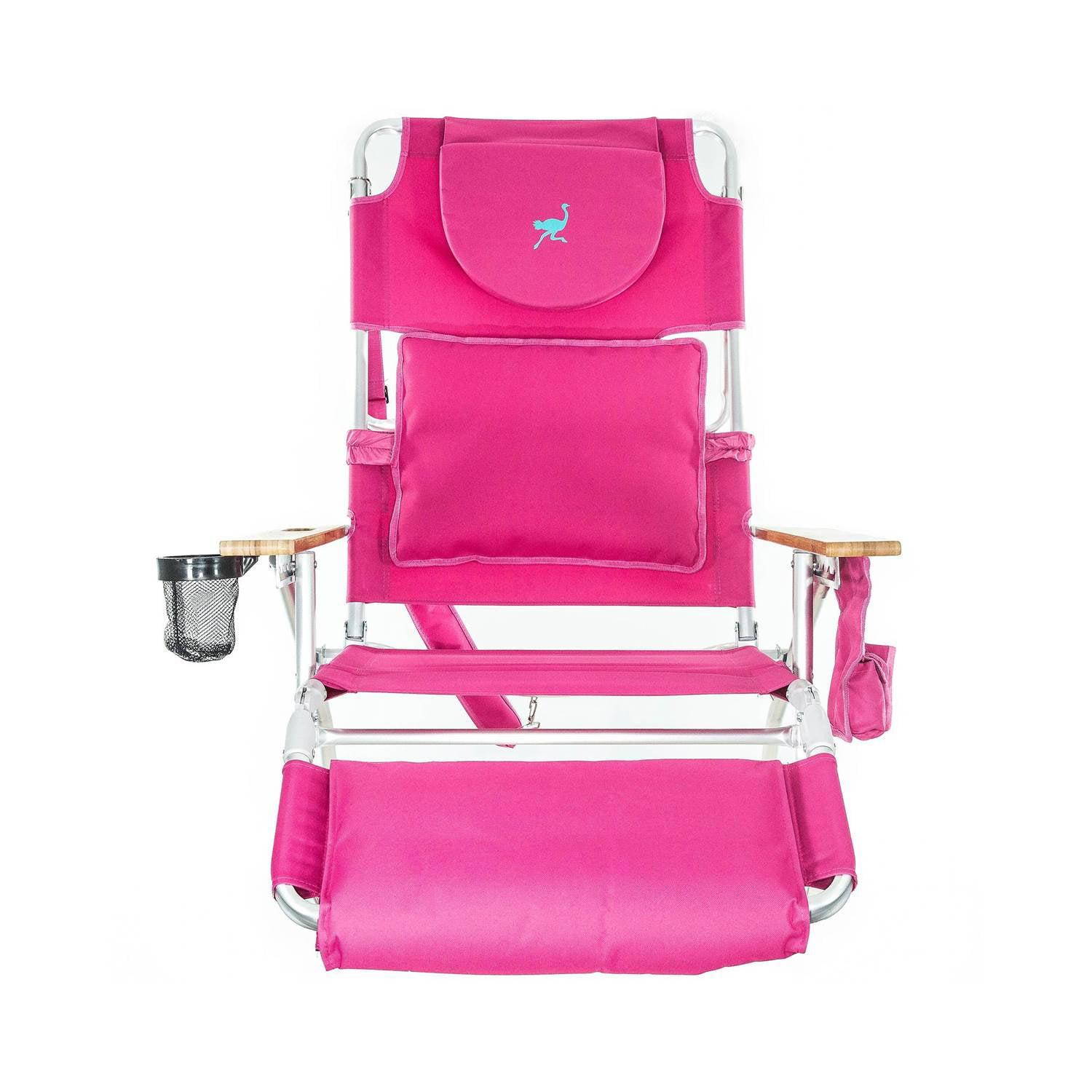 Luxury Upholstered 3-N-1 Outdoor Lounge Beach Chair, Striped Aluminum