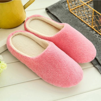 Home Slippers Winter Warm Shoes Women Indoor Soft Mule Flip Flops Silent Couple Plush Footwear Non-Slip Cotton Floor Slipper