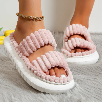 2024 New Fashion Cross Cotton Linen Slippers Women Autumn Home Thick Platform Flat Slides Floor Mute Slippers Comfort Flip Flops