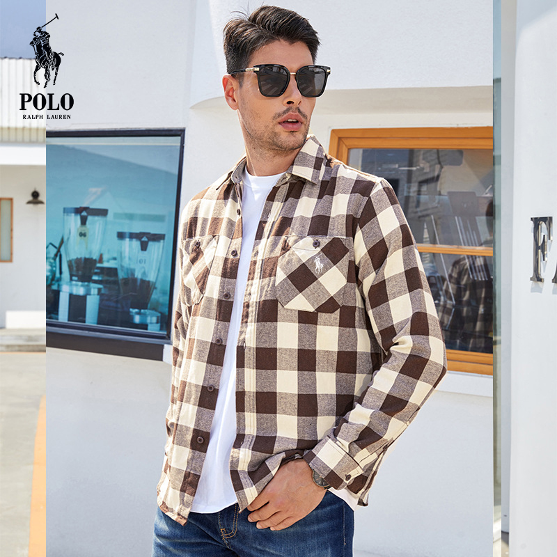 Ralkhjgph Lauren Men's flannel plaid shirt